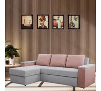 Heros Universal Corner Sofa Bed With Storage And Sleeping Function Light Grey Pink