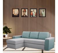 Heros Universal Corner Sofa Bed With Storage And Sleeping Function Light Grey Turquoise