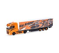 herpa 317634 Truck Model DAF XG+ Refrigerated Box Semi-Trailer Kay Krämer (Mecklenburg-Vorpommern/Roggentin), Miniature in 1:87 Scale, Collector's Item, Made in Germany, Plastic, Multicolored