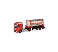 Herpa truck model DAF XG tank container semitrailer "Den Hartogh" (Netherlands), on a scale of 1:87, plastic miniature, made in Germany, model building, collectors edition