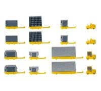herpa 520638 - Airport accessories, 4 tractors, 12 container vehicles