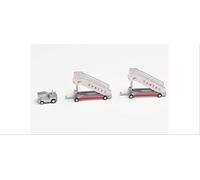 Herpa 571005 Qantas Historic Passenger Stairs with Tractor in Miniature for Crafting, Collecting and as a Gift, Multicoloured