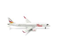Herpa model aircraft German Airways Embraer E190 "Herpa 75 Years", miniature in scale 1:200, collector’s item, model without stand, plastic