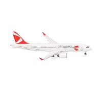 Herpa airplane model CSA Czech Airlines Airbus A220-300 on a scale of 1:400, metal miniature with pedastal, model building, collectors edition