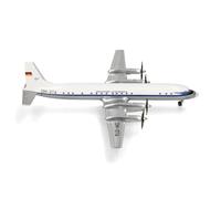 Herpa airplane model Deutsche Lufthansa Ilyushin IL-18 - DM-STA, on a scale of 1:200, metal miniature with pedastal, model building, collectors edition
