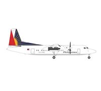 Herpa airplane model Philippine Airlines Fokker 50 - PH-PRG on a scale of 1 : 200, metal miniature with pedastal, model building, collectors edition