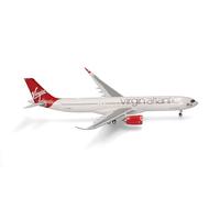 Herpa airplane model Virgin Atlantic Airbus A330-900neo on a scale of 1:200, plastic miniature with pedastal, model building, collectors edition