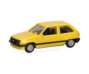 Herpa Basic car model Opel Corsa A 2-doors, jamaica yellow, on a scale of 1:87, plastic miniature, made in Germany, model building, entry-level model