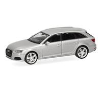 Herpa car model Audi A4 Avant, ice silver, on a scale of 1:87, plastic miniature, made in Germany, model building, collectors edition