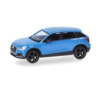 Herpa car model Audi Q2, on a scale of 1:87, plastic miniature, made in Germany, model building, collectors edition, turbo blue