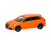 Herpa car model Audi RS3 Sportback, on a scale of 1:87, plastic miniature, made in Germany, model building, glow orange with black rims