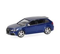 Herpa car model Audi RS3 Sportback, on a scale of 1:87, plastic miniature, made in Germany, model building, collectors edition, sepang blue perleffect