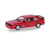 Herpa car model Audi Ur-Quattro, tornado red, on a scale of 1:87, plastic miniature, made in Germany, model building, collectors edition