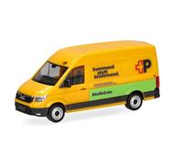 Herpa car model MAN eTGE Kasten high roof "Swiss Post" (Swiss), on a scale of 1:87, plastic miniature, made in Germany, model building, collectors edition