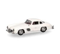 Herpa car Model Mercedes-Benz 300 SL Gull-Winged Doors, White, on a Scale of 1:87, Plastic Miniature, Made in Germany, Model Building, Collectors Edition