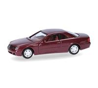 Herpa car model Mercedes-Benz oupé, on a scale of 1:87, plastic miniature, made in Germany, model building, collectors edition, titanit red metallic