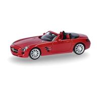 Herpa car model Mercedes-Benz SLS AMG Roadster, fire opal, on a scale of 1:87, plastic miniature, designed in Germany, model building, collectors edition