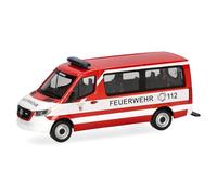 Herpa car model Mercedes-Benz Sprinter `18 bus flat roof "firebrigade Nuremberg", on a scale of 1:87, plastic miniature, made in Germany, model building, collectors edition
