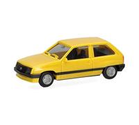 Herpa car model Opel Corsa A 2-doors, on a scale of 1:87, plastic miniature, made in Germany, model building, collectors edition, jamaica yellow