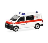 Herpa car model VW T6.1 half bus "DRK", on a scale of 1:87, plastic miniature, made in Germany, model building, collectors edition