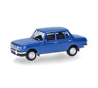 Herpa car model Wartburg 353 66, on a scale of 1:87, plastic miniature, made in Germany, model building, collectors edition, blue