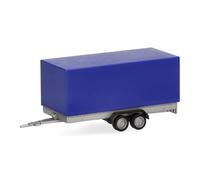 Herpa Car trailer with tarpaulin 2-axle, ultramarine blue, miniature scale 1:87, collectible, Made in Germany, plastic model
