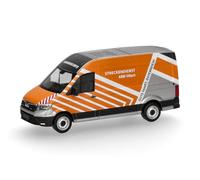 Herpa MAN TGE high-roof panel van ASFINAG model car in 1:87 scale | True-to-the-original miniature vehicle for collectors, plastic model in orange/silver, Made in Germany, aged 14 and over