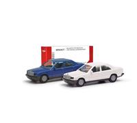 Herpa MiniKit Mercedes-Benz 190E Model Kit, Set of 2, Blue/Classic White, Miniature Scale 1:87, Collector's Items, Kit for Model Making, Plastic