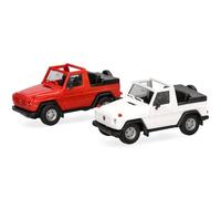 Herpa MiniKit Puch G Class (W460) Convertible, Miniature 1:87 Scale Collectable Model Kit, Plastic, White/Red