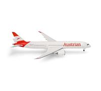 Herpa model aircraft Austrian Airlines Boeing 787-9 Dreamliner, miniature in scale 1:500, collector’s item, model without stand, metal