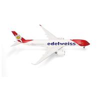 Herpa Model Aircraft Edelweiss Air Airbus A350-900 - HB-IHF "Piz Bernina", miniature at 1:200 scale, collector's item, model without stand, plastic