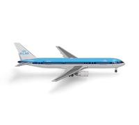 herpa 537759 Aircraft KLM Boeing 767-300, Miniature in 1:500 Scale, Collector's Item, Model Without Stand, Metal, Blue, White