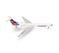 Herpa Model Airplane Cubana de Aviación Ilyushin IL-62M, miniature scale 1:200, collectible, airplane model without stand, metal