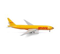 Herpa Model Airplane DHL Aviation Boeing 777F, miniature scale 1:500, collectible, airplane model without stand, metal