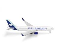 Herpa Model Airplane Icelandair Boeing 767-300 - Borreal blue tail stripe | True-to-scale miniature for aircraft collectors 14+, detailed model building, without stand, metal, scale 1:500
