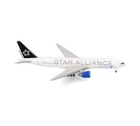 Herpa Model Airplane United Airlines Boeing 777-200 "Star Alliance", miniature scale 1:500, collectible, airplane model without stand, metal