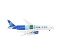 Herpa Model Airplane United Airlines Boeing 787-9 Dreamliner "The Future is SAF" - N24988, miniature scale 1:500, collectible, airplane model without stand, metal