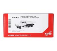 Herpa model building kit MiniKit IFA G5 dumper tipper truck 3axles, white (1 piece), MiniKit, on a scale of 1:87, plastic miniature for handicraft work, collectors edition
