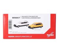 Herpa model building kit MiniKit Opel Corsa A SR, white and yellow (2 pieces), on a scale of 1:87, plastic miniature for handicraft work, collectors edition
