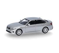 Herpa model car BMW 3 Series Sedan (G20), glacier silver, 1:87 scale miniature, collector’s item, Made in Germany, plastic model