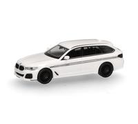 Herpa Model Car BMW Alpina B5 Touring in white, miniature at 1:87 scale, collector's item, made in Germany, plastic model