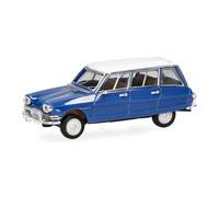 Herpa model car Citroën AMI 6 Break, gentian blue/white roof, 1:87 scale miniature, collector’s item, Made in Germany, plastic model