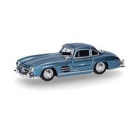 Herpa Model Car Mercedes-Benz 300 SL Gullwing, light blue metallic, miniature at a scale of 1:87, collectible, Made in Germany, plastic model