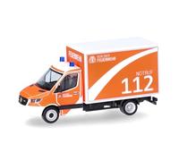 Herpa Model Car Mercedes-Benz Sprinter 18 Box "Berlin Fire Brigade", miniature in 1:87 scale, collector's item, Made in Germany, plastic model