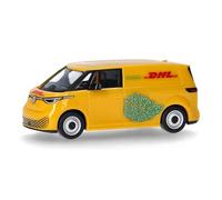 Herpa Model Car VW ID. Buzz Cargo "DHL", miniature scale 1:87, collectible, Made in Germany, plastic model