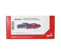 Herpa Model Kit MiniKit Mercedes-Benz S-Class (W126), 2 pieces, miniature at 1:87 scale, collector's item, model kit, plastic, color: sapphire blue & wine red