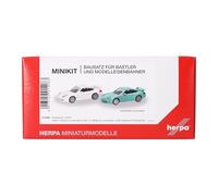 Herpa Model Kit MiniKit Porsche 911 GT3 (996) Grand Prix white and light green, 2 pieces, miniature at 1:87 scale, collector's item, model kit, plastic