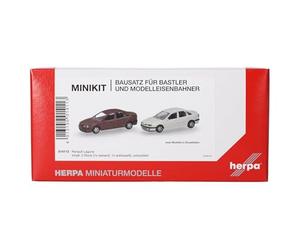 Herpa Model Kit MiniKit Renault Laguna sienna red and arctic white, 2 pieces, miniature at 1:87 scale, collector's item, model kit, plastic