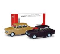 Herpa Model Kit MiniKit Trabant 601 Limousine, miniature at 1:87 scale, collector's item, kit for model building, plastic, color: velvet ocher/rally black