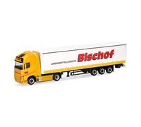 Herpa Model Truck Volvo FH GL XL electric curtain-side semi-trailer with side boards "Bischof", miniature scale 1:87, collectible, Made in Germany, plastic